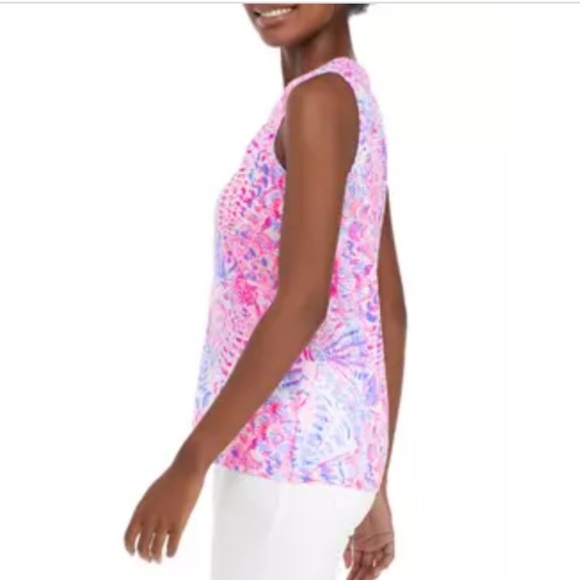 Lilly Pulitzer Essie pink print tank top 20834 - Picture 3 of 11